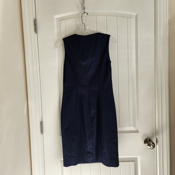 Navy Sheath Dress With V-Neckline by Plaza Sempione APPROX SIZE 8 SEE LISTING - Picture 8 of 14